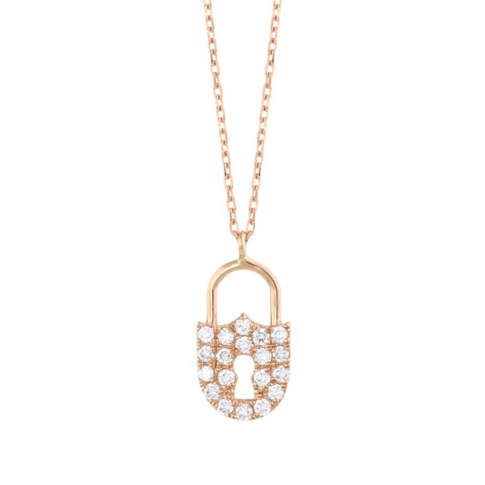 0,19 Karat Pırlanta Kilit Tasarım Kolye - 1