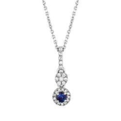 0,21 Karat Pırlantalı Safir Kolye - 