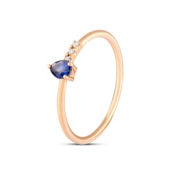 0,26 Karat Pırlanta Safir Yüzük - 2