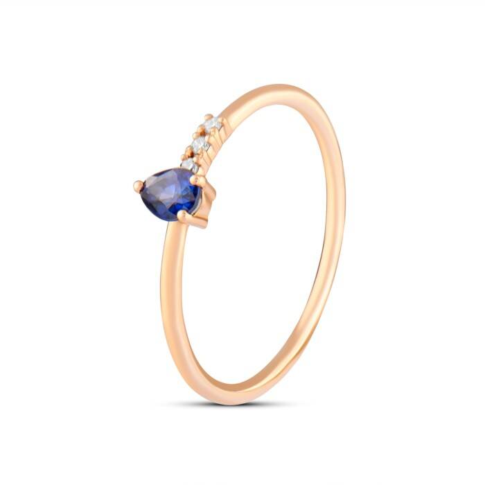 0,26 Karat Pırlanta Safir Yüzük - 2