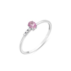 0,28 Karat Pırlanta Pembe Safir Yüzük - 