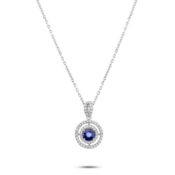 0,28 Karat Pırlanta Safir Kolye - 1