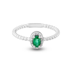 0,30 Karat Pırlanta Oval Zümrüt Yüzük - 