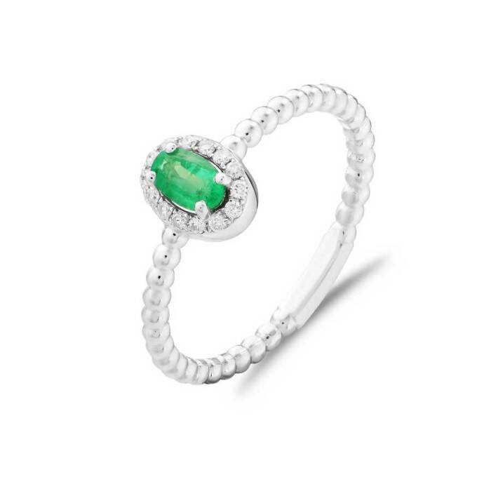 0,30 Karat Pırlanta Oval Zümrüt Yüzük - 2