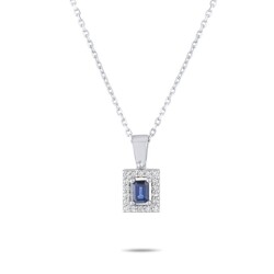 0,33 Karat Pırlantalı Safir Kolye - 