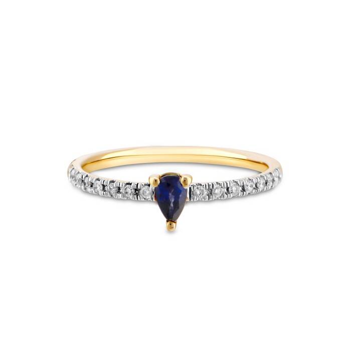 0,33 Karat Pırlanta Safir Yüzük - 1