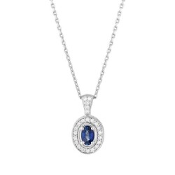 0,42 Karat Pırlantalı Safir Kolye - 