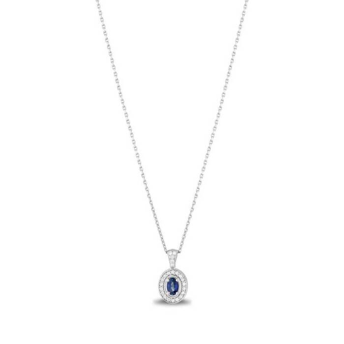 0,42 Karat Pırlantalı Safir Kolye - 2