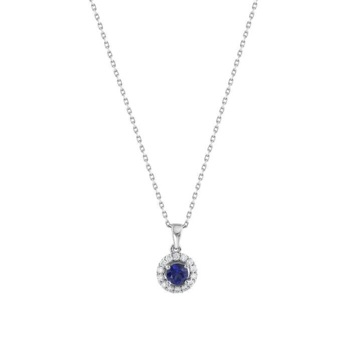 0,43 Karat Pırlanta Safir Kolye - 1