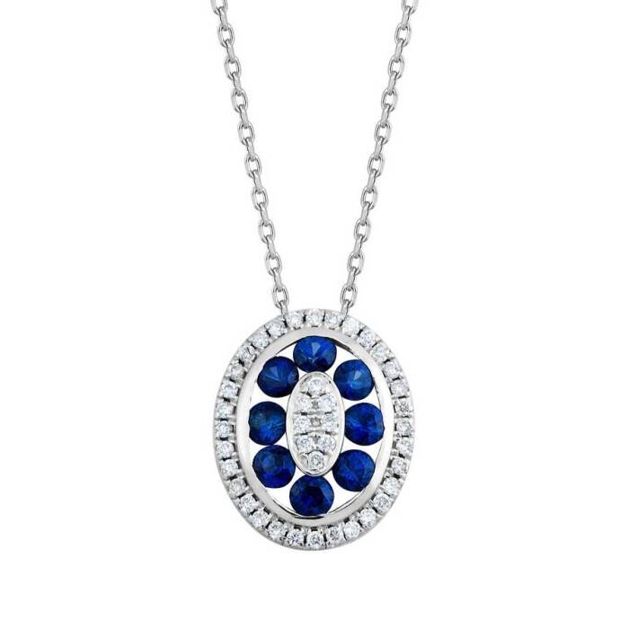 0,46 Karat Pırlanta Safir Kolye - 2