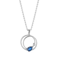 0,55 Karat Pırlantalı Safir Kolye - 