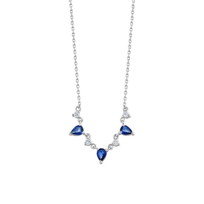 0,60 Karat Pırlantalı Damla Safir Kolye - 2