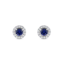 0,86 Karat Pırlanta Safir Küpe - 2