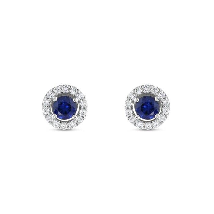 0,86 Karat Pırlanta Safir Küpe - 2