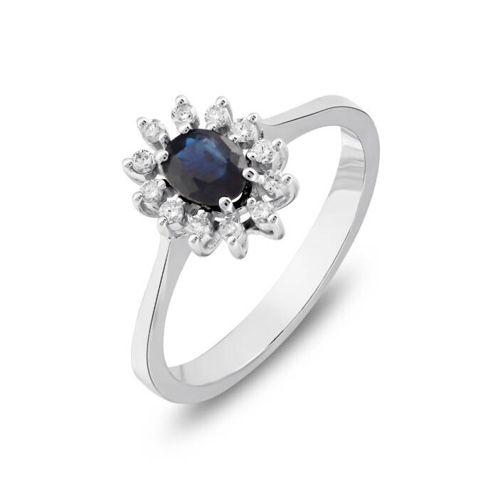 0,65 Karat Pırlanta Safir Yüzük - 2