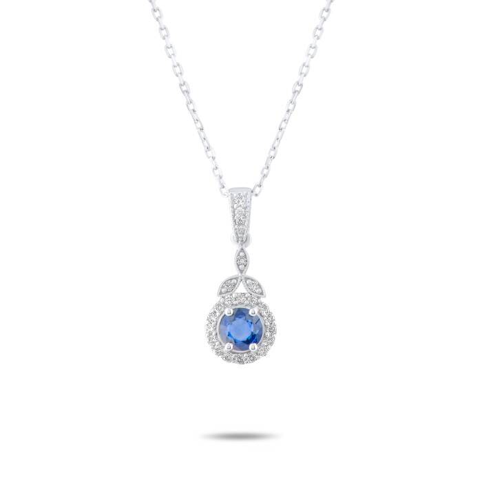 0,70 Karat Pırlanta Safir Kolye - 1