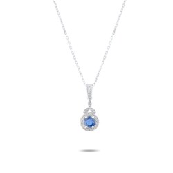 0,70 Karat Pırlanta Safir Kolye - 2