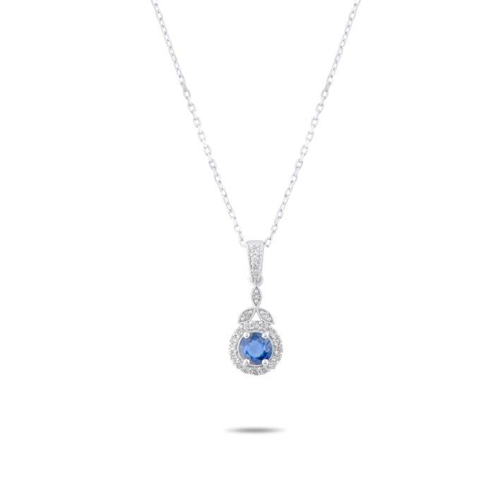 0,70 Karat Pırlanta Safir Kolye - 2