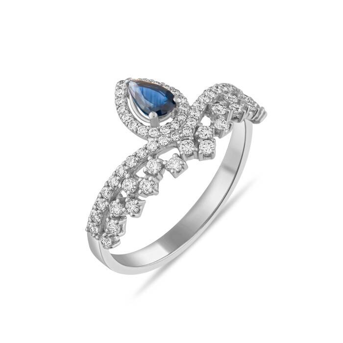 0,76 Karat Pırlanta Safir Yüzük - 2