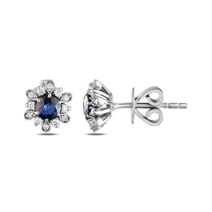 0,82 Karat Pırlanta Safir Küpe - 1