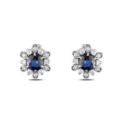 0,82 Karat Pırlanta Safir Küpe - 2