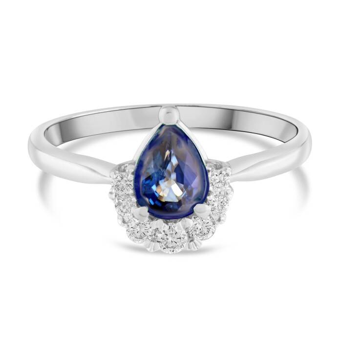 0,90 Karat Pırlanta Damla Safir Yüzük - 1