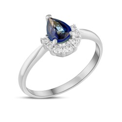 0,90 Karat Pırlanta Damla Safir Yüzük - 2