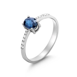 0,90 Karat Pırlanta Safir Yüzük - 2