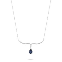 0,91 Karat Pırlanta Safir Kolye - 2