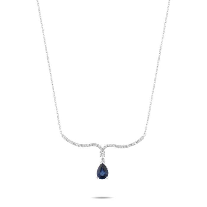 0,91 Karat Pırlanta Safir Kolye - 2