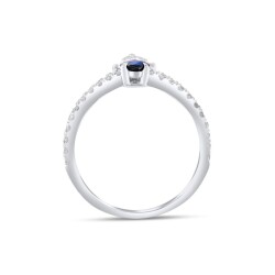 0,91 Karat Pırlanta Damla Safir Yüzük - 3