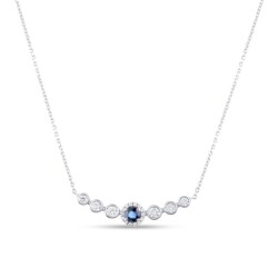 0,91 Karat Pırlantalı Safir Kolye - 