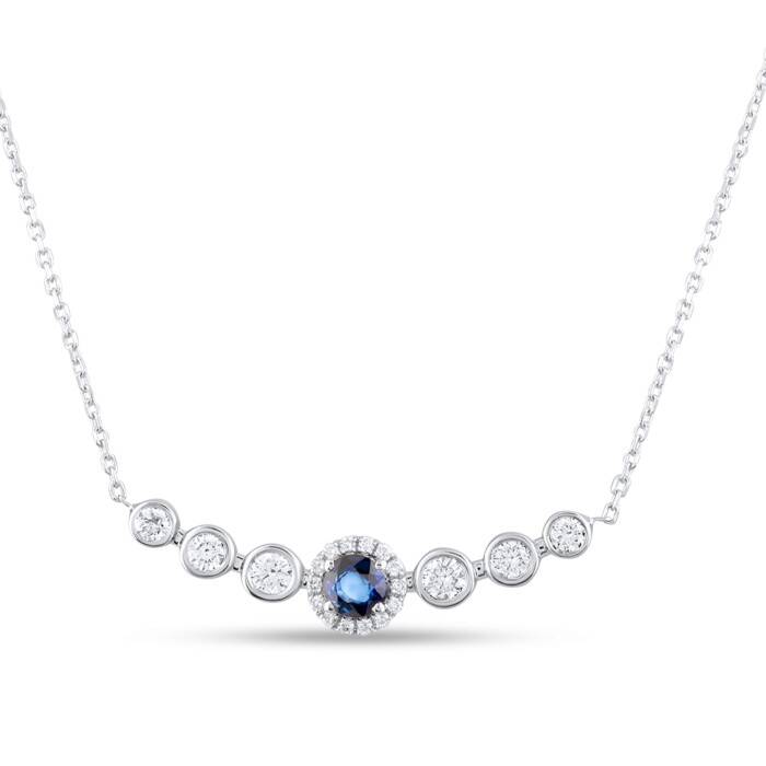 0,91 Karat Pırlantalı Safir Kolye - 2