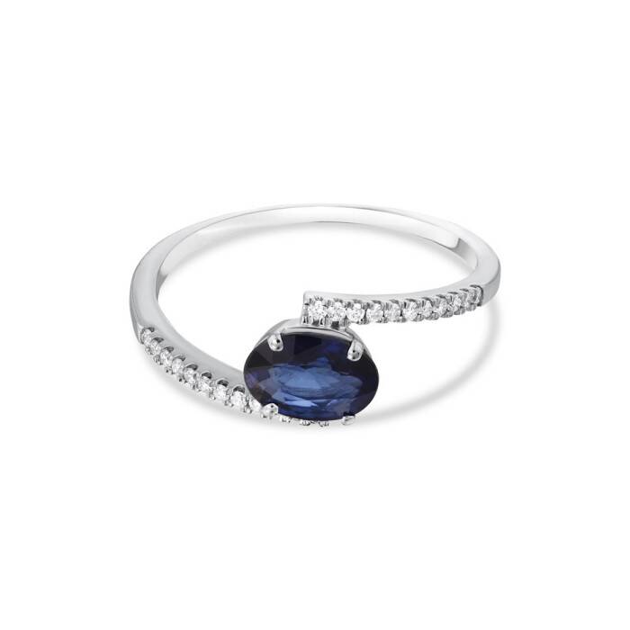 0,91 Karat Pırlanta Oval Safir Yüzük - 1