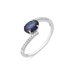 0,91 Karat Pırlanta Oval Safir Yüzük - 2