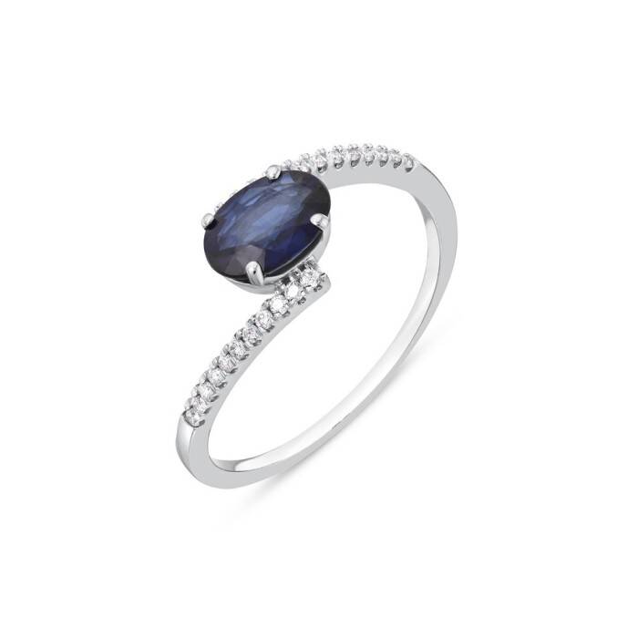 0,91 Karat Pırlanta Oval Safir Yüzük - 2