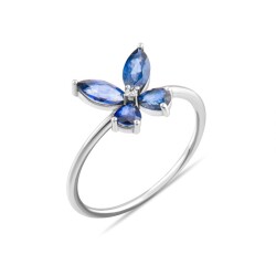 0,92 Karat Pırlanta Safir Kelebek Yüzük - 2