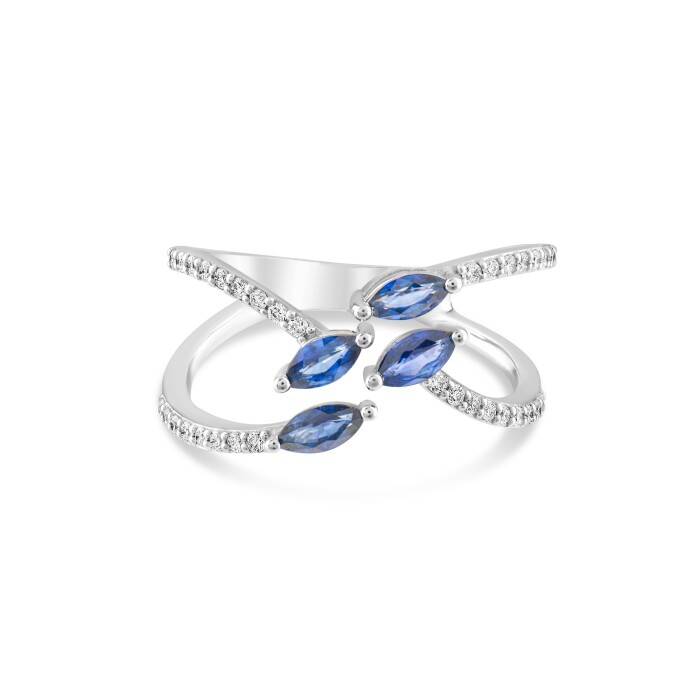 0,92 Karat Pırlanta Safir Yüzük - 1