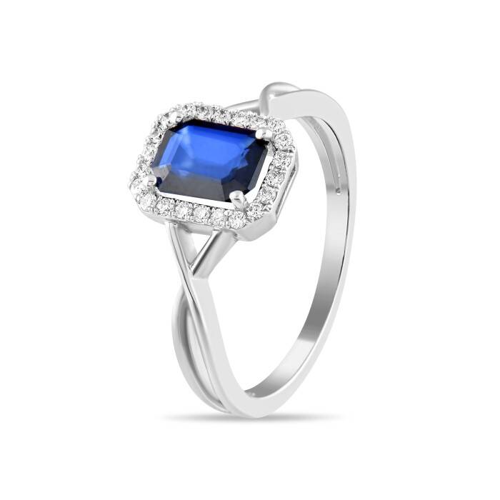 0,97 Karat Pırlanta Safir Yüzük - 2