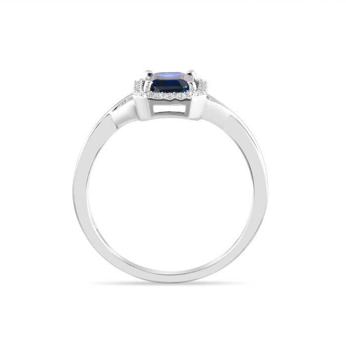 0,97 Karat Pırlanta Safir Yüzük - 3