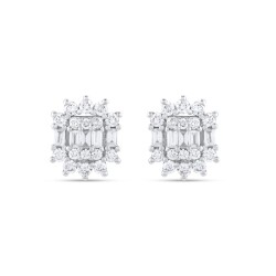 1,00 Karat Pırlanta Baget Küpe - 2