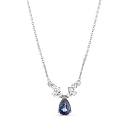 1,00 Karat Pırlantalı Safir Kolye - 2