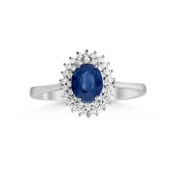 1,04 Karat Pırlanta Safir Yüzük - 