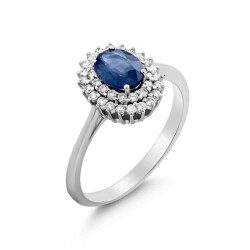 1,04 Karat Pırlanta Safir Yüzük - 2