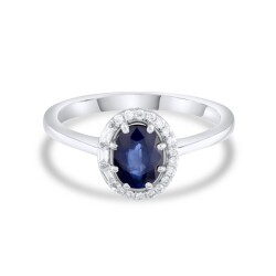 1,11 Karat Pırlanta Oval Safir Yüzük - 