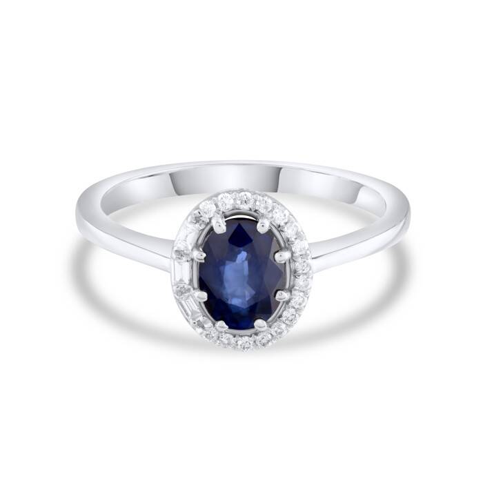 1,11 Karat Pırlanta Oval Safir Yüzük - 1