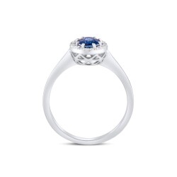 1,11 Karat Pırlanta Oval Safir Yüzük - 3