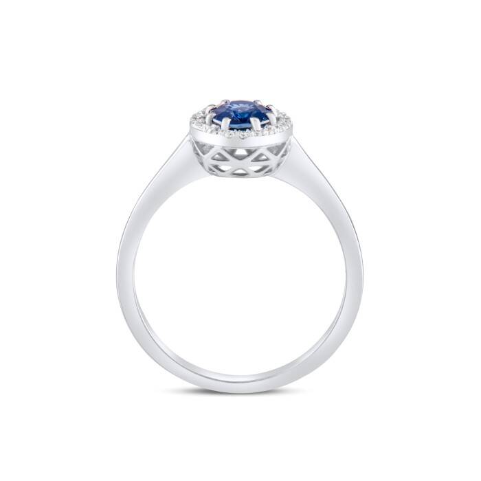 1,11 Karat Pırlanta Oval Safir Yüzük - 3
