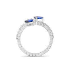 1,13 Karat Pırlanta Damla Safir Yüzük - 3