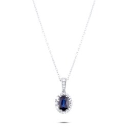 1,15 Karat Pırlantalı Safir Kolye - 